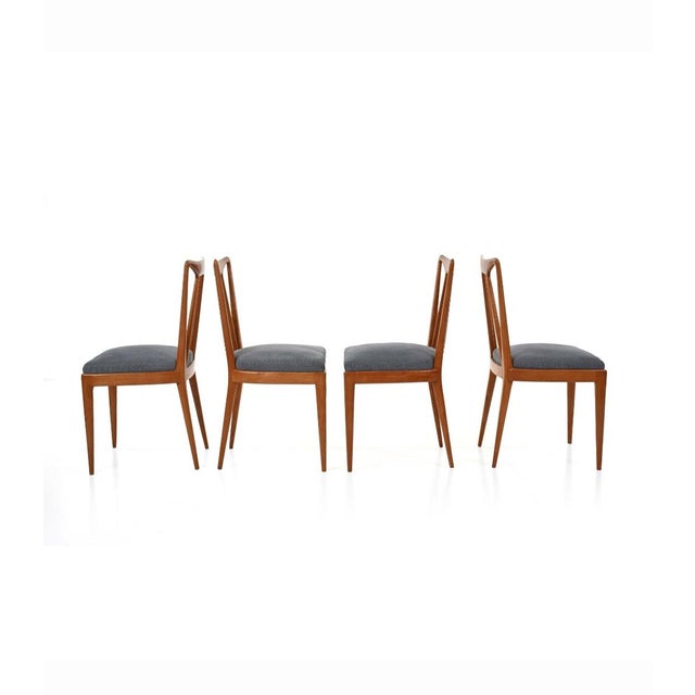 Chairs in Light Wood with Padded Seats from La Permanente Mobili Cantù, 1950s, Set of 4, in Very Good conditions. Designed...