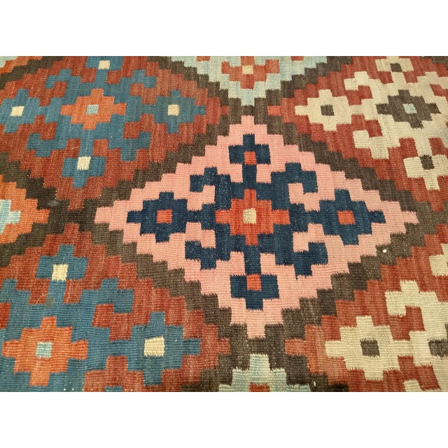 Antique Persian Varamin Kilim Runner, Handwoven Wool, Caucasian Geometric Pattern, 3x12 For Sale - Image 16 of 17