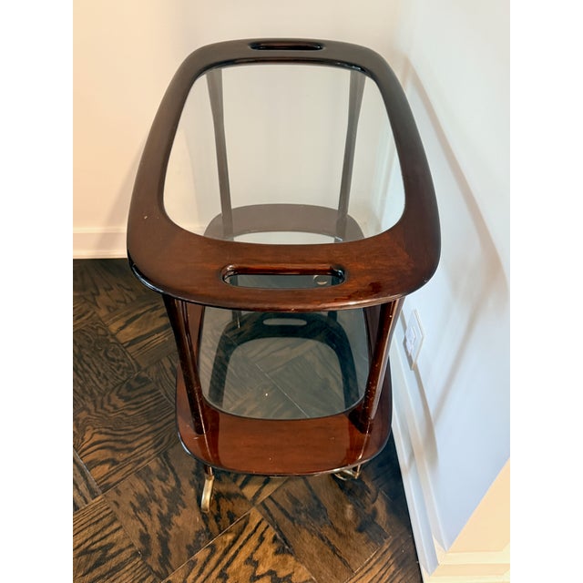 Cesare Lacca Midcentury Mahogany Italian Serving Bar Cart For Sale In Washington DC - Image 6 of 12