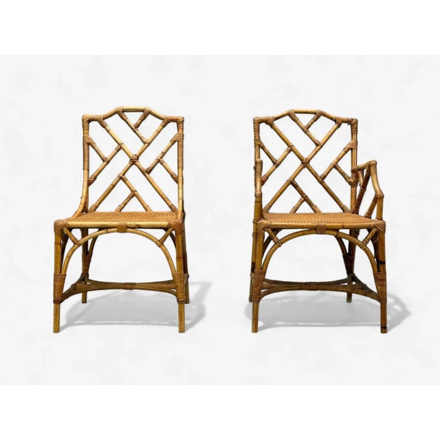 Dal Vera, Italian Modern, Bamboo, Cane, Six Dining Chairs, Italy, 1950s For Sale - Image 10 of 15