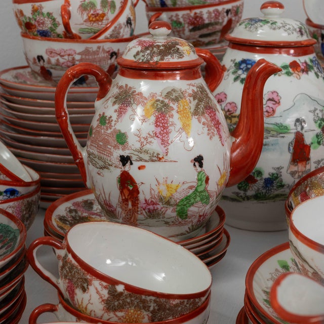 20th Century Japanese Large Collection of Japanese Hand-Painted Porcelain For Sale - Image 18 of 18