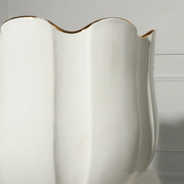 1960's Italian Ionic Column Ceramic Pedestal with Lotus Urn For Sale - Image 9 of 11