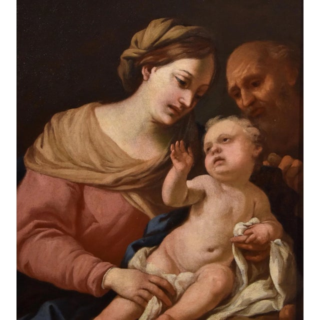 Circle of Domenico Piola, Holy Family, 1660, Oil on Canvas, Framed For Sale - Image 4 of 15