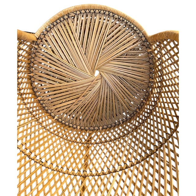 Wood Vintage Boho Rattan Wicker Peacock Chair For Sale - Image 7 of 11
