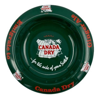 Vintage Canada Dry Ginger Ale Green Ceramic Ashtray Catchall Dish For Sale