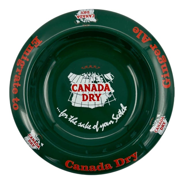 Vintage Canada Dry Ginger Ale Green Ceramic Ashtray Catchall Dish For Sale