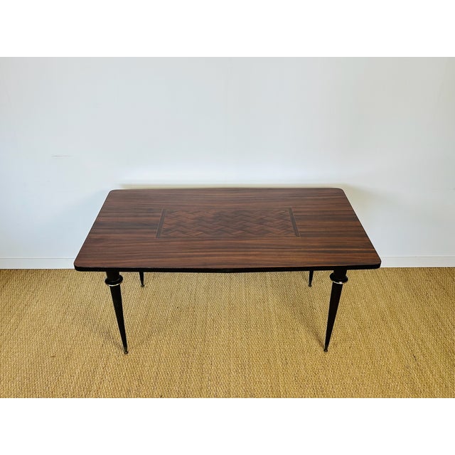 Mid-Century Modern Art Deco Dining Table in Macassar Ebony and Marquetry, France, 1940s For Sale - Image 3 of 18
