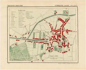 Antique Map of the City of Assen in the Netherlands, 1865