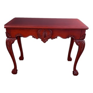 Vintage Carved Mahogany Queen Anne Style Sofa Table Console For Sale