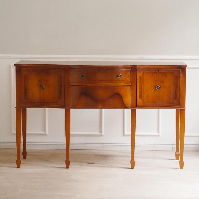 Wood Vintage Biedermeier-Style Sideboard with Curved Cherrywood Drawer For Sale - Image 7 of 18