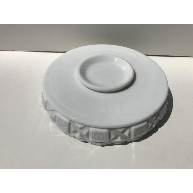 American Antique Westmoreland Milk Glass Old Quilt Pattern Divided Dish For Sale - Image 3 of 7