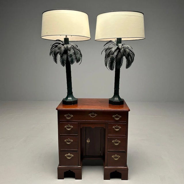 Large Pair of Mid-Century Modern Maison Jansen Style Palm Tree Lamps, Metal For Sale - Image 4 of 12