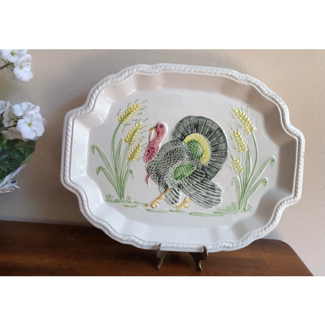 Mid 20th Century California Pottery Turkey Platter Thanksgiving For Sale - Image 5 of 15