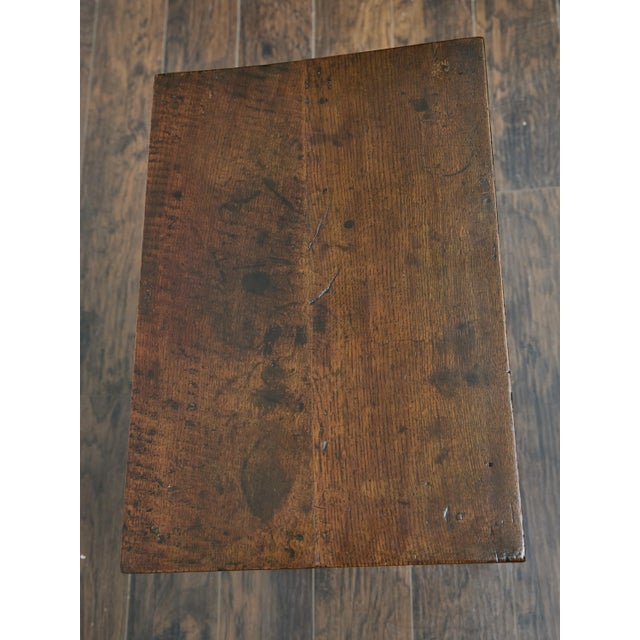 English 19th Century English Oak Table with Chippendale Brass Pull and Tapered Leg For Sale - Image 3 of 12