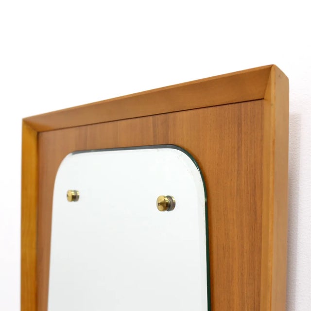 Brown Mid Century Wall Mirror in Mahogany For Sale - Image 8 of 9