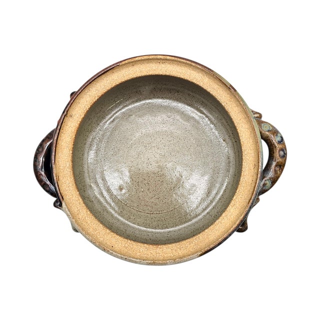 1980s Benitta Pauly California Studio Pottery Covered Stoneware Casserole 7" For Sale - Image 14 of 15