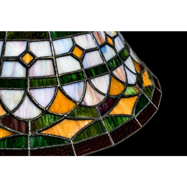 Antique Tiffany Style Lamp Shade Glass Large 13.5" Excellent For Sale - Image 12 of 12