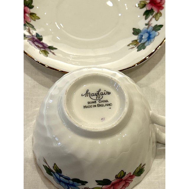 Vintage Fine China Tea Cups and Saucers & 2 Sets Cream and Sugar - 6 pcs For Sale - Image 10 of 17