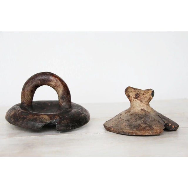 Ancient African Ceramic Pottery Tops - a Pair For Sale - Image 10 of 10