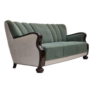Danish 3-Seater Sofa in Furniture Wool and Oak Wood, 1960s For Sale