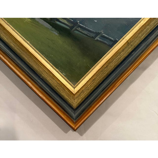 Mid-Century Original European Alpine Village Oil Painting on Board For Sale - Image 10 of 11