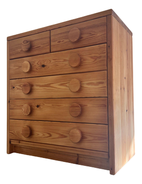 Pine Wood Chest of Drawers with Round Handles