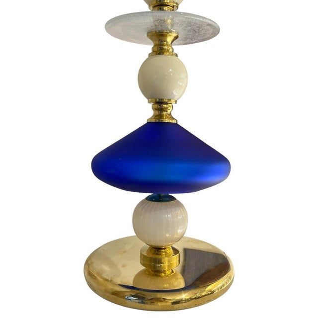 Blue and White Murano Glass Lamp by Gino Cenedese, 1970 For Sale - Image 3 of 4