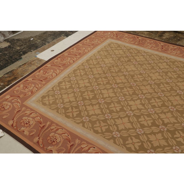 Rug & Kilim Rug & Kilim’s Aubusson Style Flatweave in With Beige-Brown Floral Pattern For Sale - Image 4 of 7