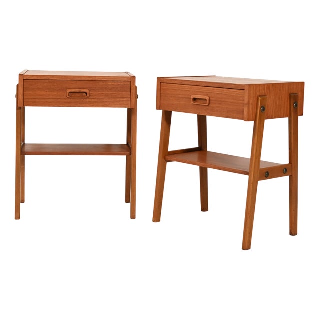 Scandinavian Teak Bedside Tables, 1960s, Set of 2 For Sale