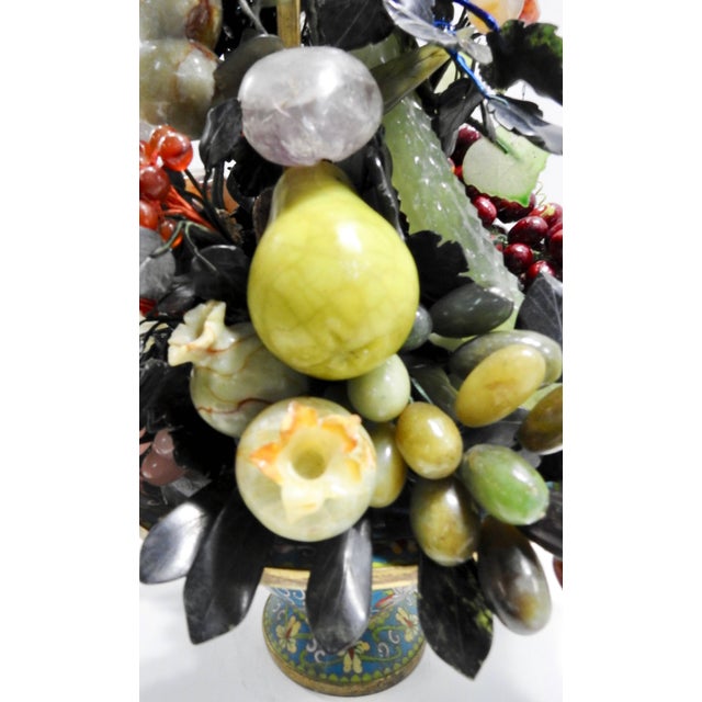 20th Century Cloisonne Stone Fruit Hand Painted Basket For Sale - Image 4 of 11