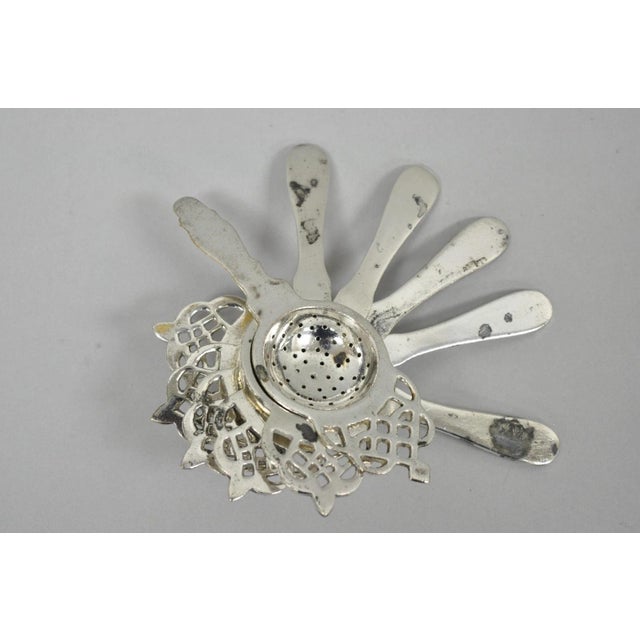 Antique D.W. Haber & Son NY Silver Plated Victorian Tea Strainer - Set of 6 (5+1). Set includes (5) marked D.W. Harber and...