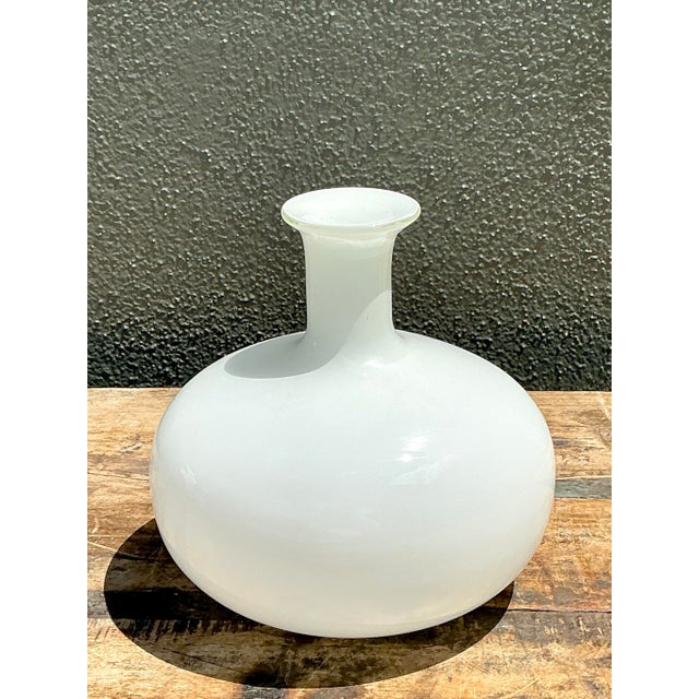 White Vintage Glass Long Neck Bottle For Sale - Image 8 of 12