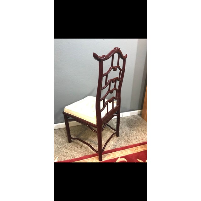 Vintage Century Furniture Chinoiserie Dining Chairs – Set of 6 (4 Side, 2 Armchairs) – Burgundy Lacquer For Sale - Image 12 of 12