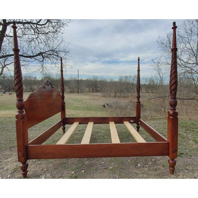 Ethan Allen British Classics Queen Plantation Bed 295650 Cinnabar Finish 260 Chairish