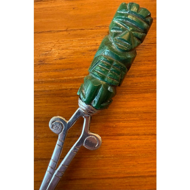 Vintage mid century Mexican green carved onyx and 850 silver letter opener. A beautiful and functional piece that reflects...