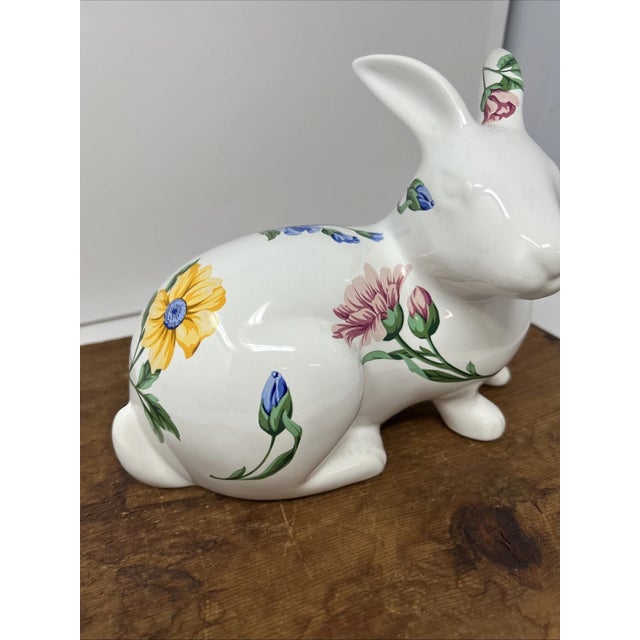 1990s Vintage Tiffany and Co. Porcelain Floral Bunny Rabbit Figurine For Sale - Image 5 of 7