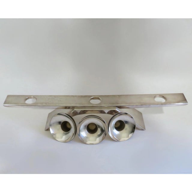 WMF Württembergische Metallwarenfabrik 1960s Streamline Silverplate Candelabra For Sale - Image 4 of 10