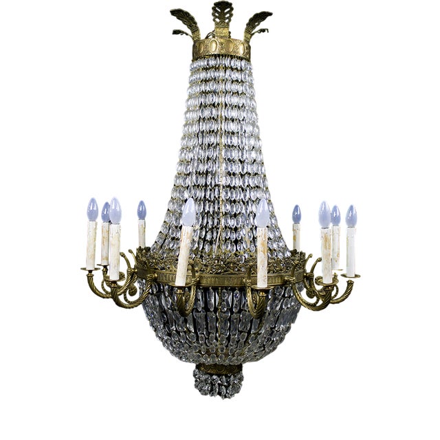 Vintage Brass Chandelier, 1960s For Sale
