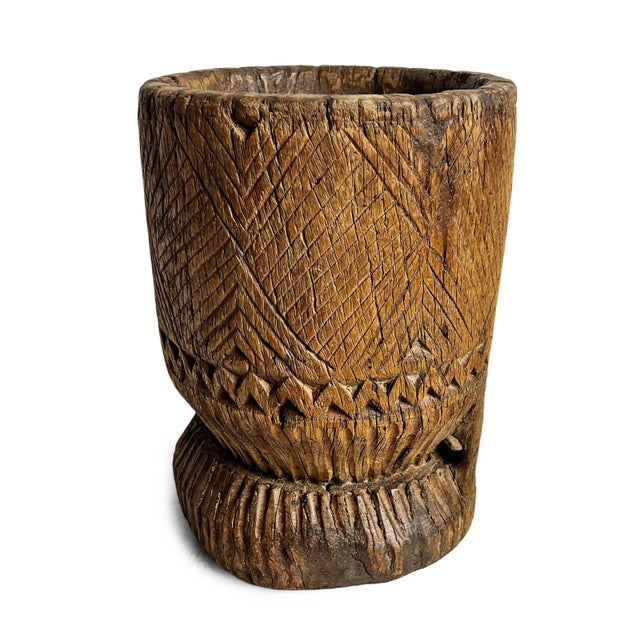 Indian Wooden Vintage Old India Pestle Pot For Sale - Image 3 of 5
