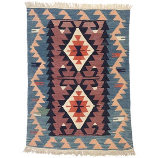 Vintage Persian Shiraz Kilim Rug With Boho Chic Tribal Style 03'10 X 05'03 For Sale