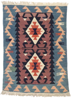 Vintage Persian Shiraz Kilim Rug With Boho Chic Tribal Style 03'10 X 05'03