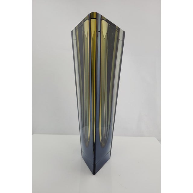 Kaj Franck Kaj Franck Nuutajarvi Notsjo Prisma Tri-Color Art Glass MCM Diamond Vase For Sale - Image 4 of 18