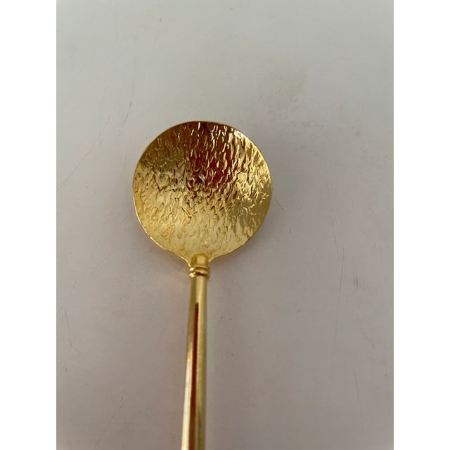 Art Deco Vintage "Golden Bell Art Works" Gold Plated Hors D" Oeuvre Forks & Spoons with Case- 13 Pieces For Sale - Image 3 of 7