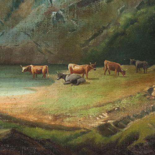 Mountain Landscape with Figures, 1874, Oil on Canvas For Sale - Image 7 of 11