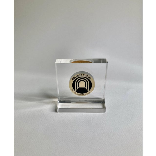 American 1987 Holland Tunnel "Record Traffic Hour" Lucite Trophy For Sale - Image 3 of 13
