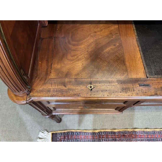 Brown Louis XVI Roll-Top Desk in Mahogany and Walnut with Cloverleaf Locks For Sale - Image 8 of 18