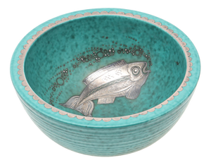 Bowl in Ceramic and Silver by Wilhelm Kage, 1940s