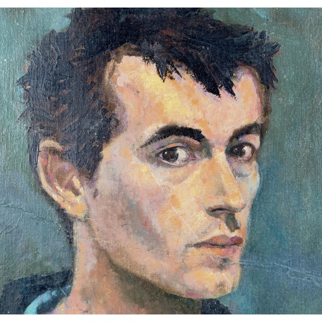 Mid-Century Modern 1962 Philip Behymer Mid-Century Modern Portrait - Oil on Canvas Board For Sale - Image 3 of 10