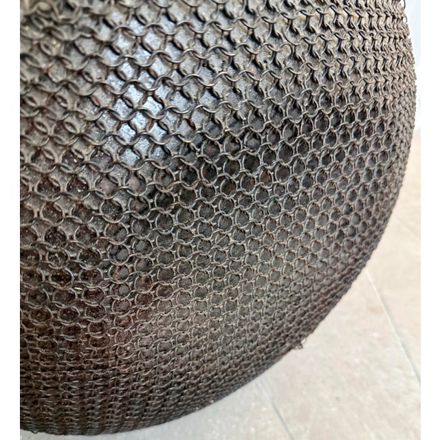 Vintage Indian ‘Rajasthani Style’ Metal Water Jug, Vessel Encased in Chain-Mail, Wire Mesh Exterior For Sale - Image 10 of 12