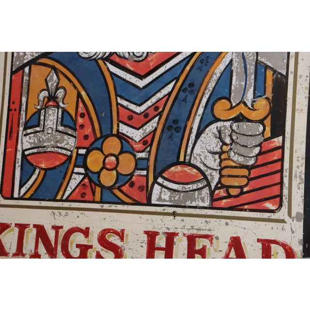 Early 20th Century Double-Sided "Kings Head" Hand Painted Metal English Pub Sign For Sale - Image 13 of 18